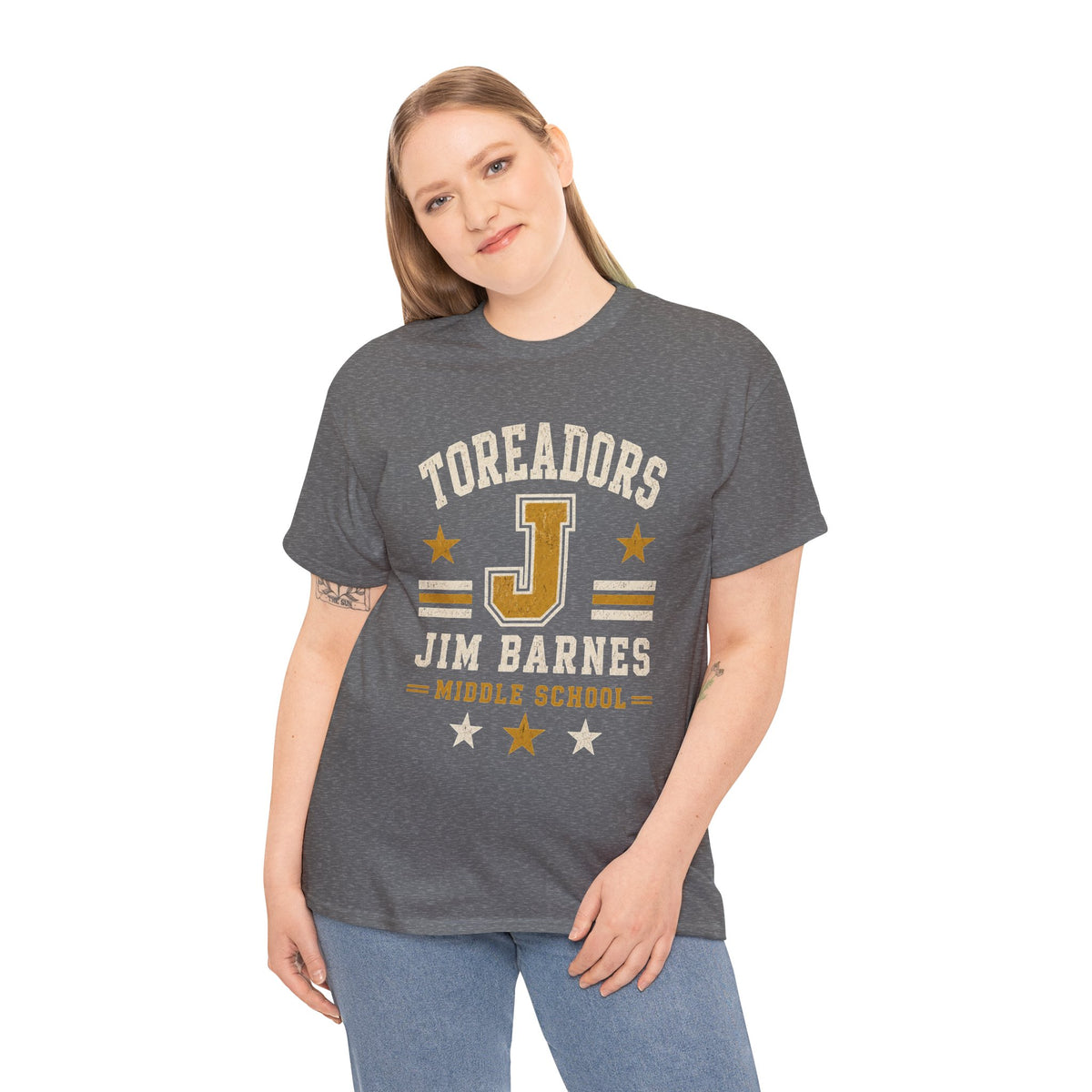 Toreadors Jim Barnes School Letterman Tee — Vintage School Spirit T-Shirt