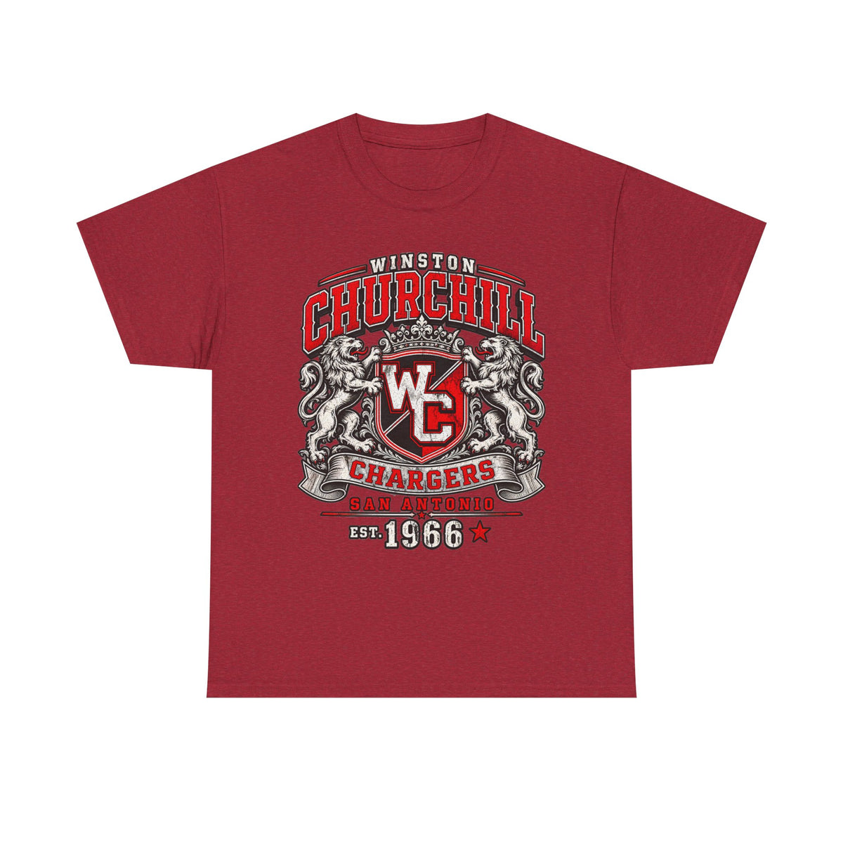 Churchill Chargers Vintage Crest T-Shirt — Winston Churchill 1966 School Spirit Tee