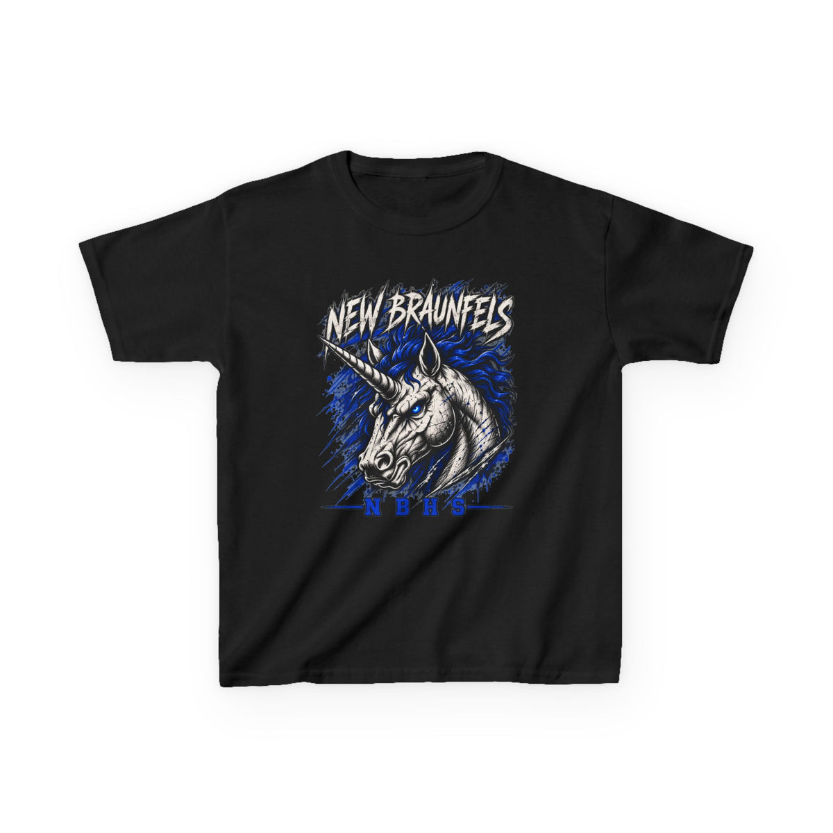 New Braunfels Unicorn Kids T‑Shirt — Blue Graphic Tee for Children