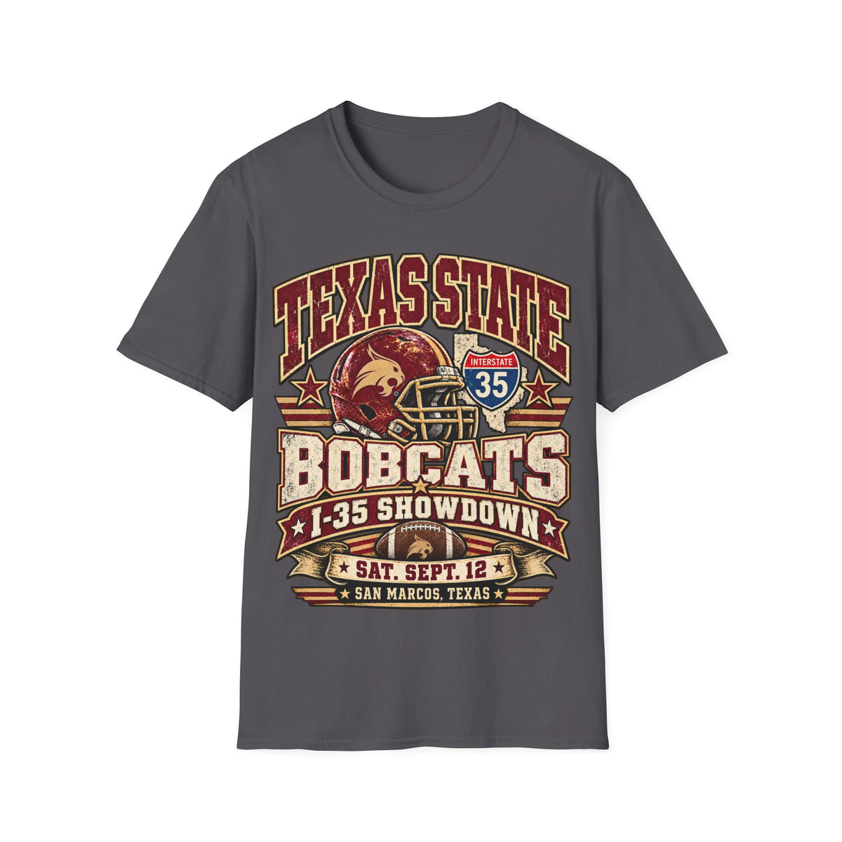 Texas State Bobcats Football T‑Shirt – I‑35 Showdown Game Day Tee