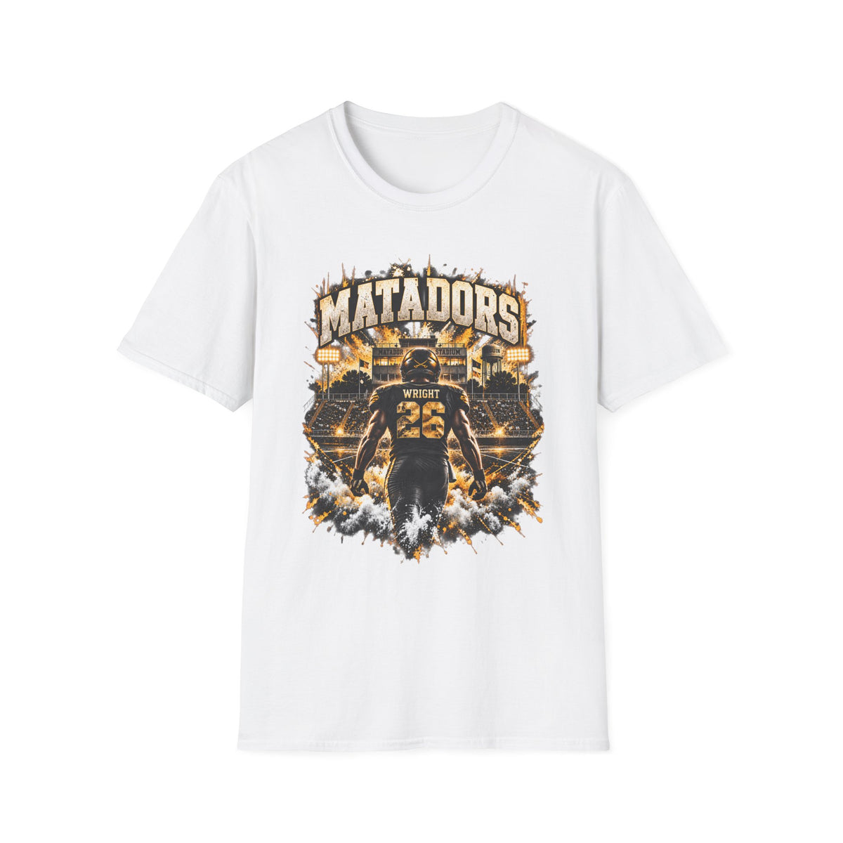 Matadors Football Player Graphic T-Shirt — Team Jersey Number 26 Fan Tee