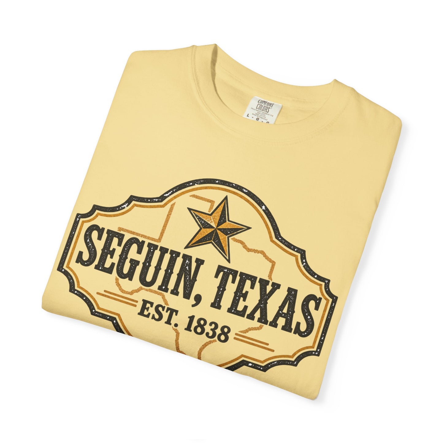 Seguin, Texas Vintage Badge T-Shirt — Est. 1838 Cotton Tee