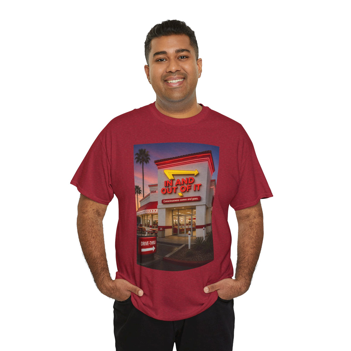 Retro Diner Photo T‑Shirt – 'A Hand Out Of It' Vintage Neon Tee