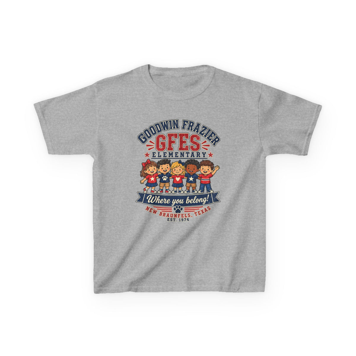 Kids T‑Shirt — "Goodwin Frazier G FES Elementary: Where You Belong" School Pride Tee
