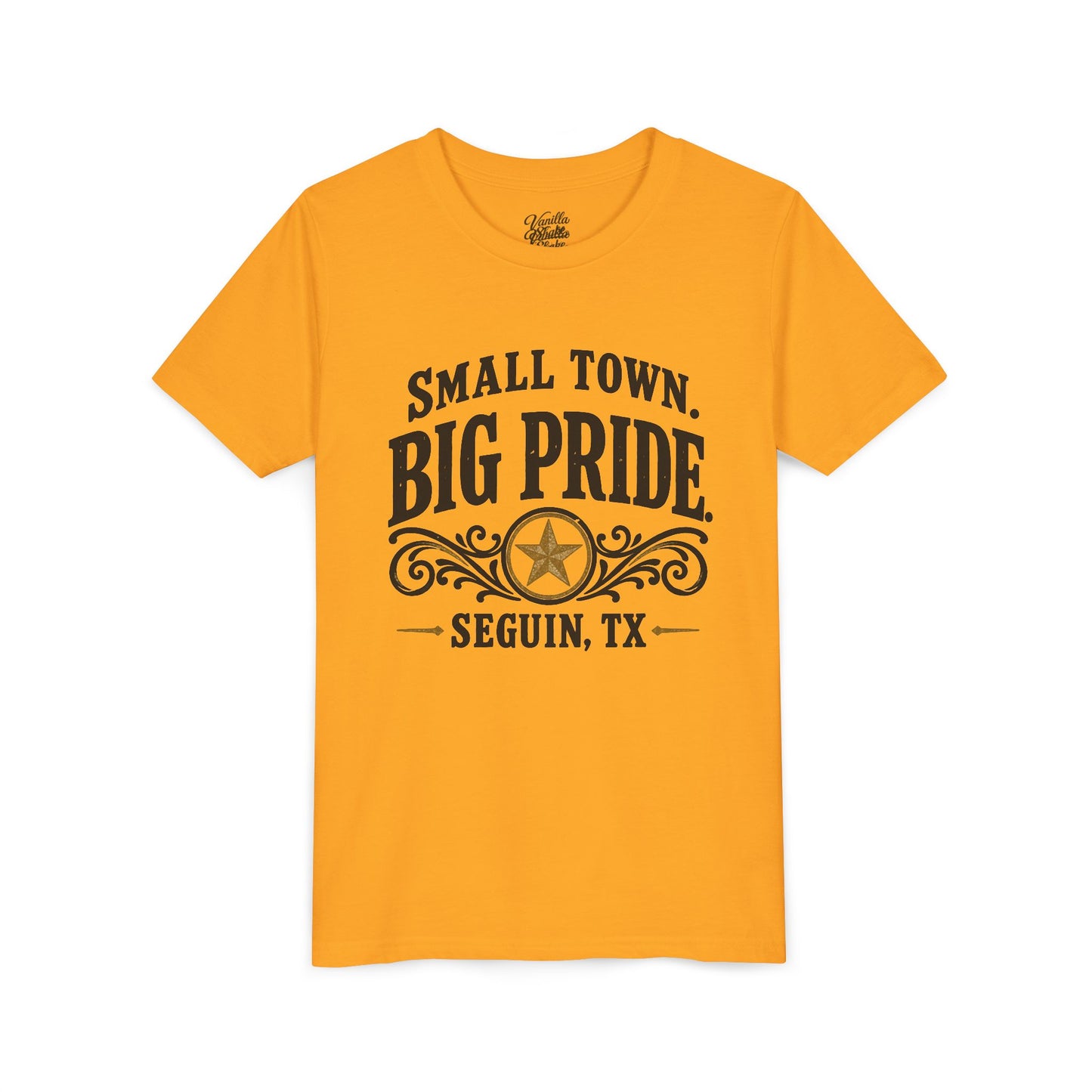 Youth Tee — "Small Town. Big Pride. Seguin, TX" Vintage Star