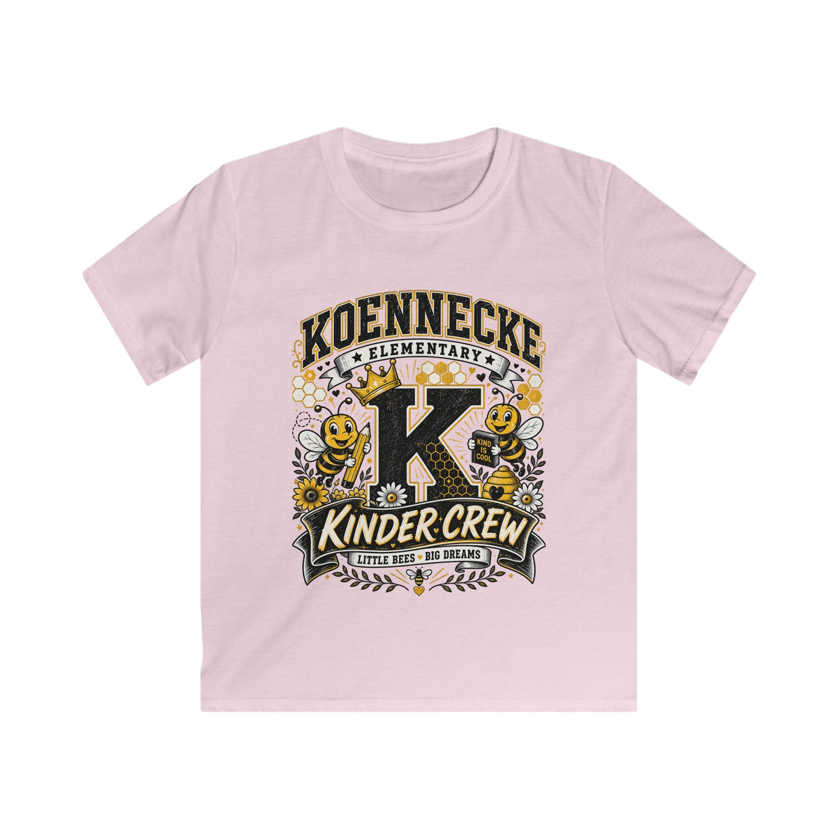 Kinder Crew Kids T‑Shirt — Kdennecke Elementary Kindergarten School Spirit Tee