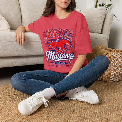 Nixon-Smiley Mustangs Tee — Retro School Mascot T-Shirt