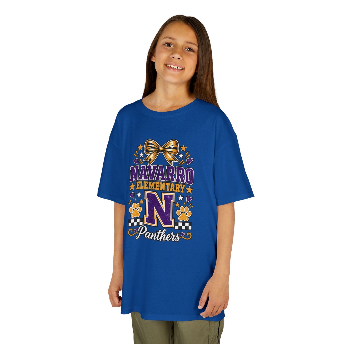 Kids Navarro Elementary Panthers T‑Shirt — Purple & Gold School Spirit Tee