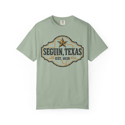 Seguin, Texas Vintage Badge T-Shirt — Est. 1838 Cotton Tee