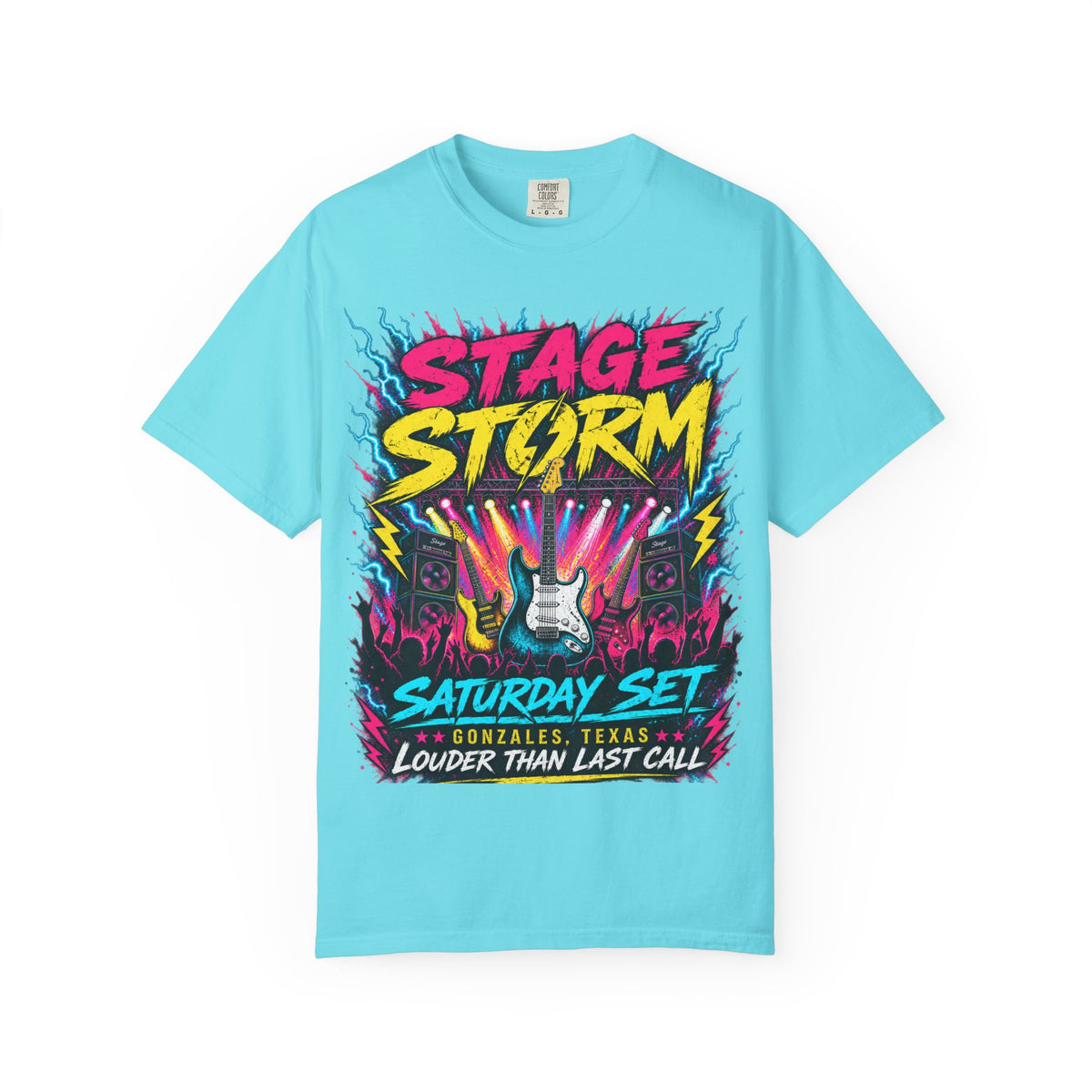 Stage Storm Rock Band T-Shirt — "Stage Storm" Guitar Concert Graphic Tee