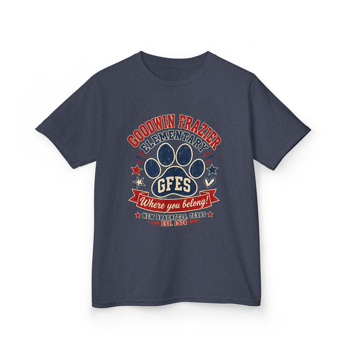 Kids Tee — Goodwin Frazier Elementary GFES Paw Print School Spirit Shirt