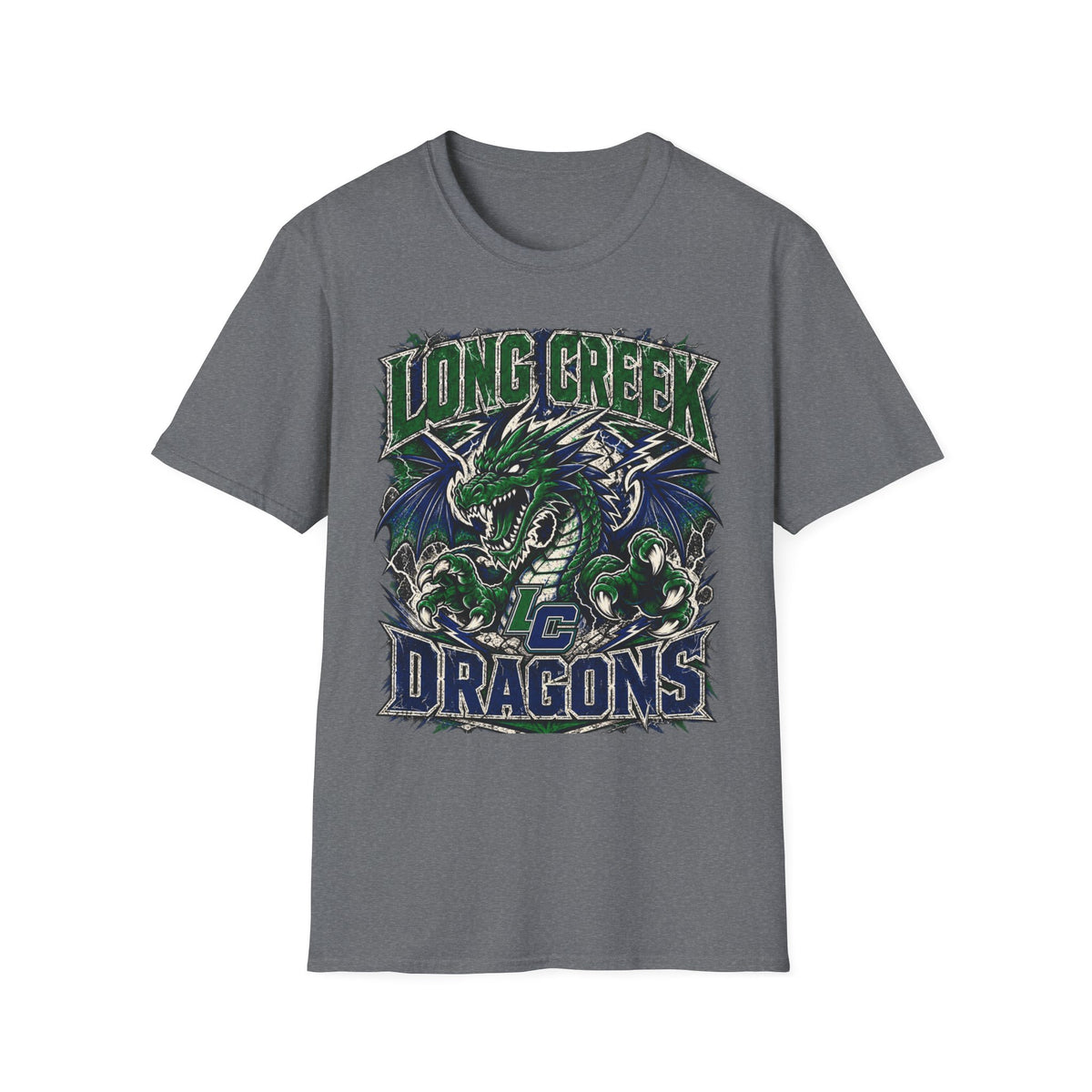Long Creek Dragons T-Shirt — Vintage Green Dragon School Spirit Tee