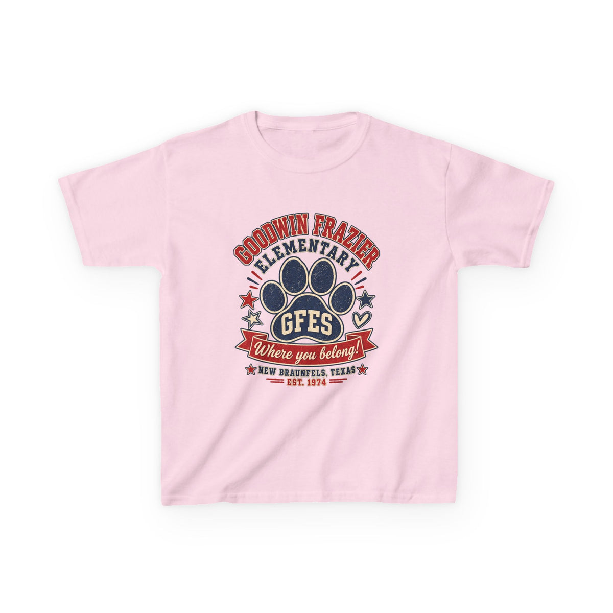 Kids Tee — Goodwin Frazier Elementary GFES Paw Print School Spirit Shirt
