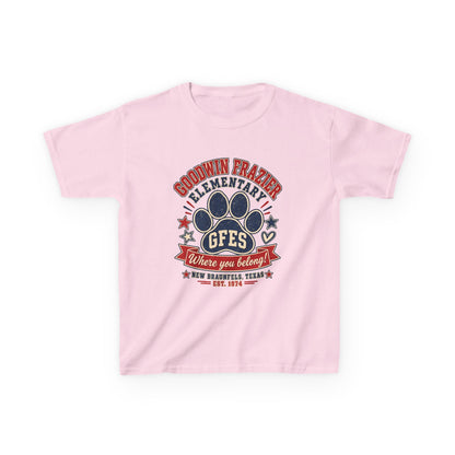 Kids Tee — Goodwin Frazier Elementary GFES Paw Print School Spirit Shirt