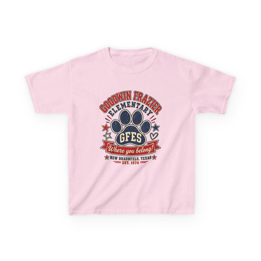 Kids Tee — Goodwin Frazier Elementary GFES Paw Print School Spirit Shirt