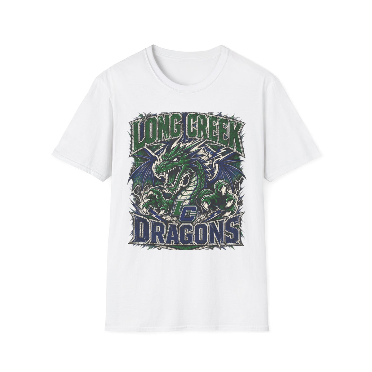 Long Creek Dragons T-Shirt — Vintage Green Dragon School Spirit Tee