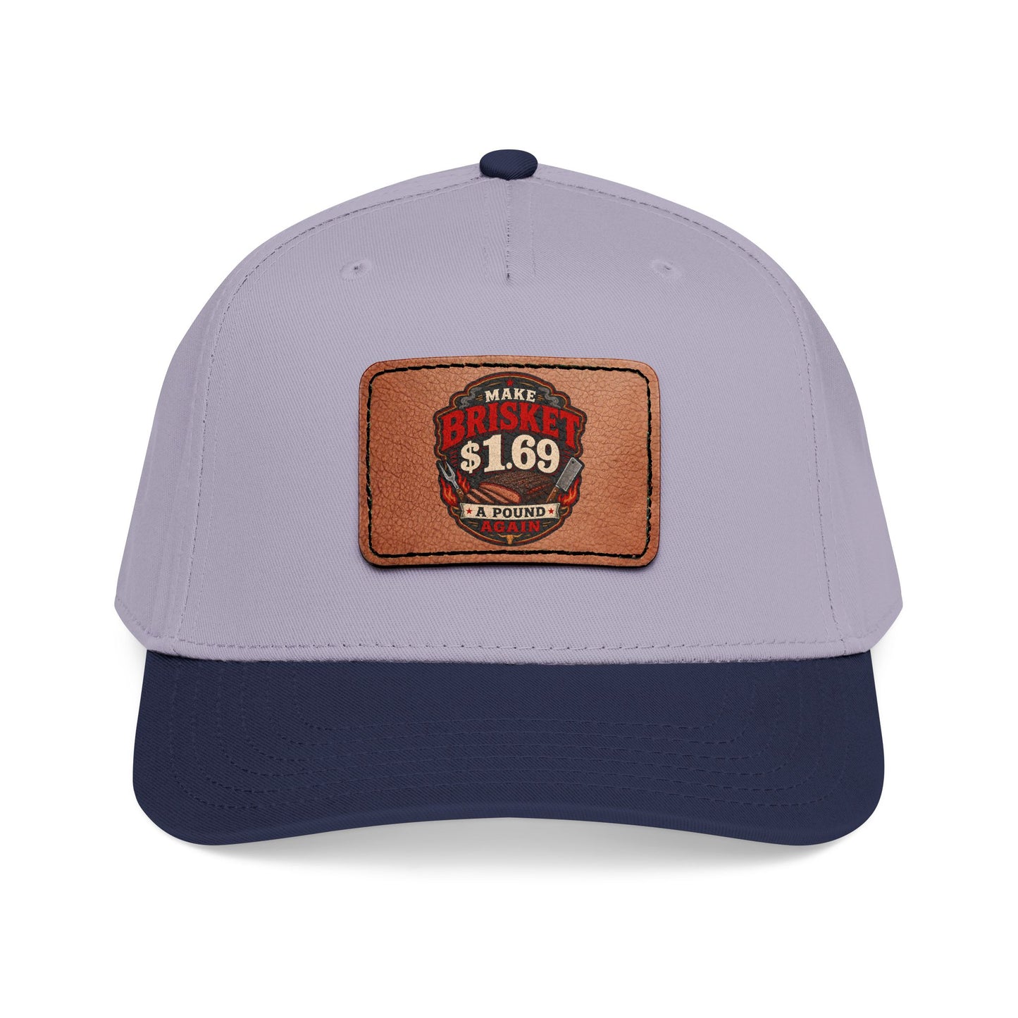 VSA Brisket Mid Profile Baseball Cap with Leather Patch (Rectangle)