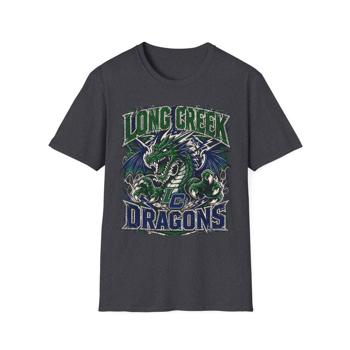 Long Creek Dragons T-Shirt — Vintage Green Dragon School Spirit Tee