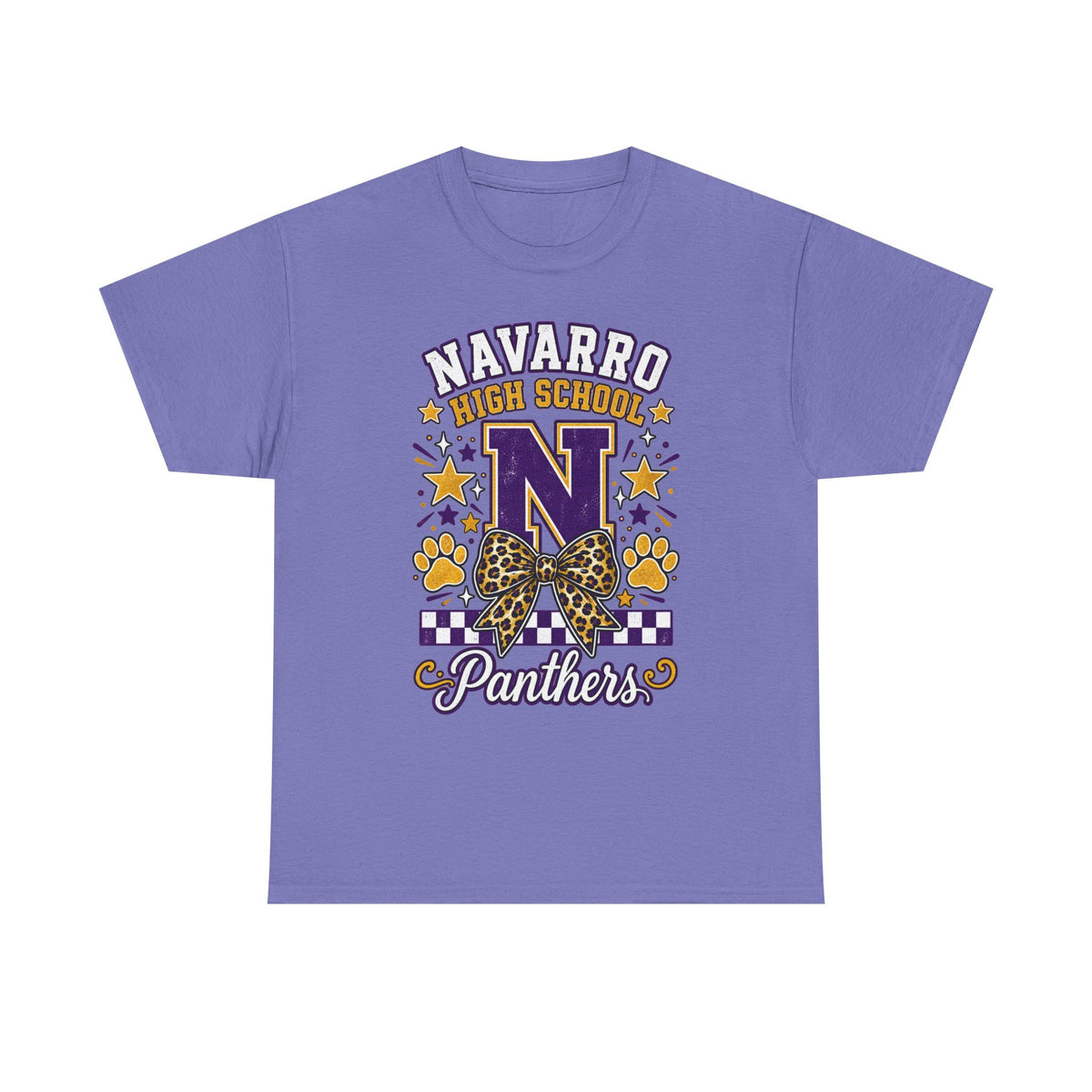 Navarro Panthers High School Tee — 'N' Leopard Ribbon Paw Print Design