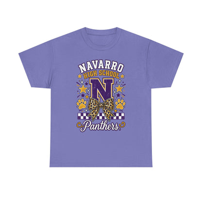 Navarro Panthers High School Tee — 'N' Leopard Ribbon Paw Print Design