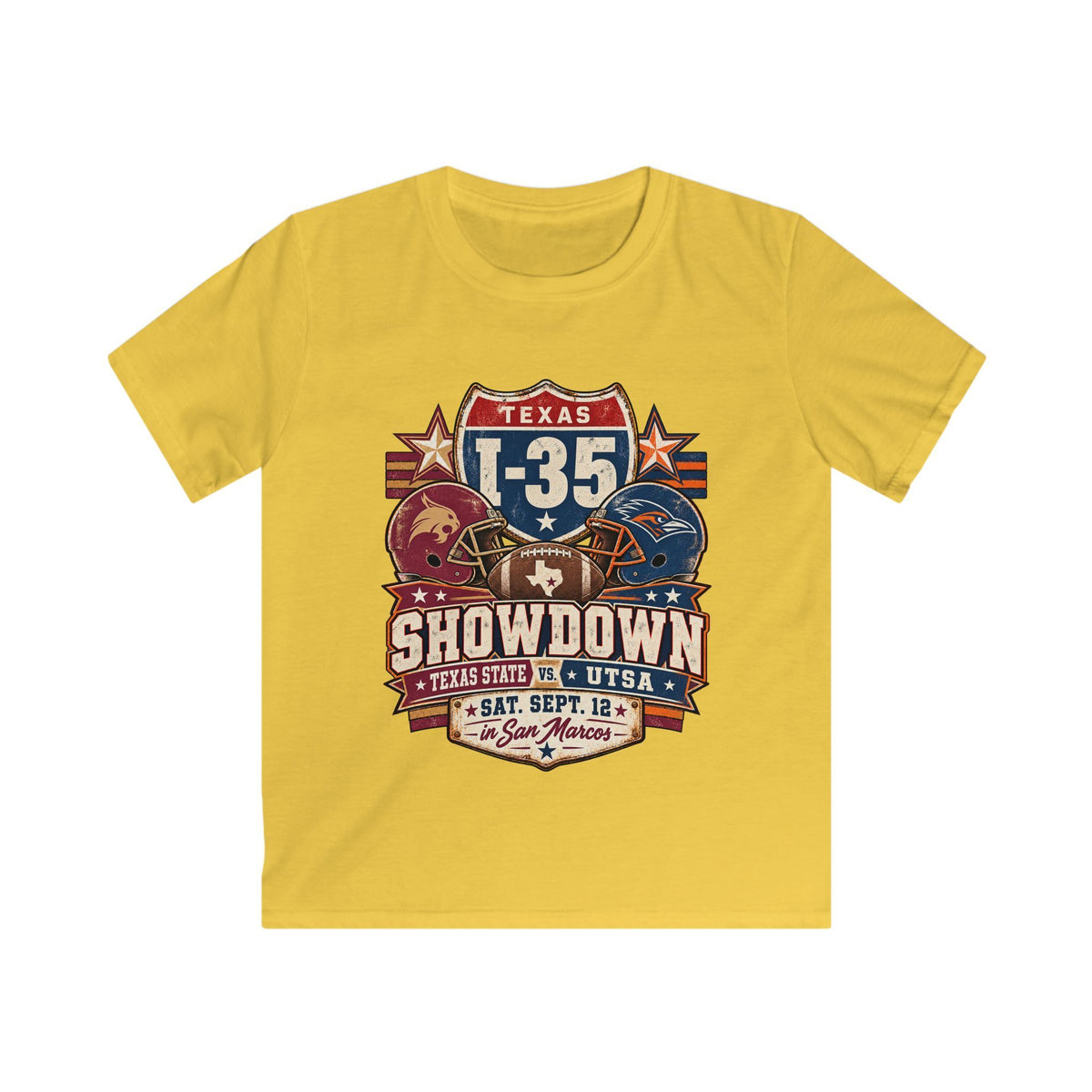 Kids I-35 Showdown Football Tee — Texas State vs UTSA Game Day Shirt