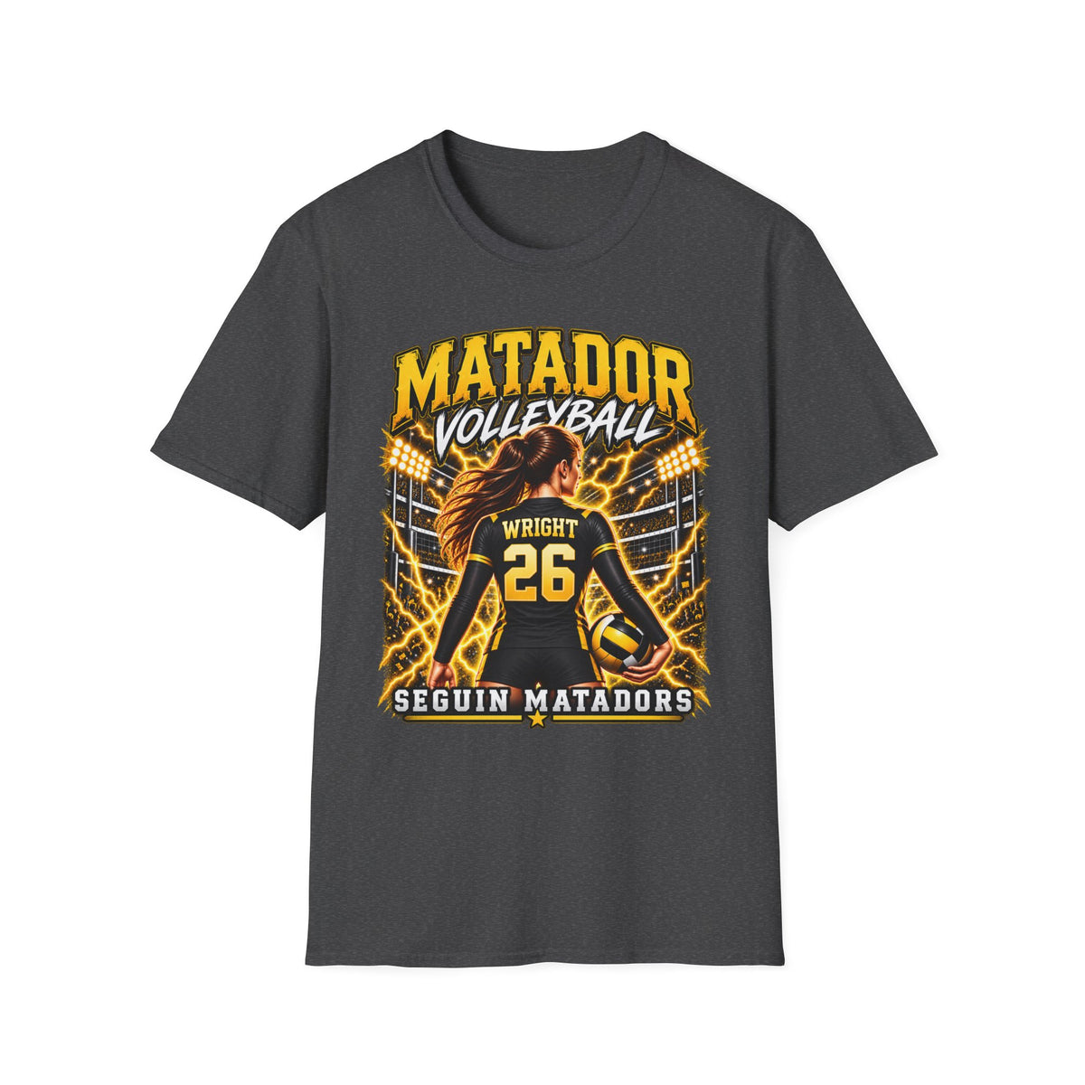 Custom Seguin Matador Volleyball Player Tee | Personalized Name & Jersey Number