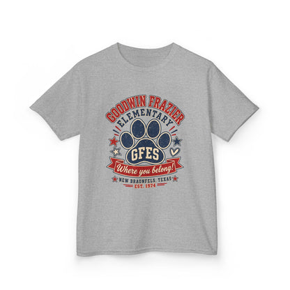 Kids Tee — Goodwin Frazier Elementary GFES Paw Print School Spirit Shirt
