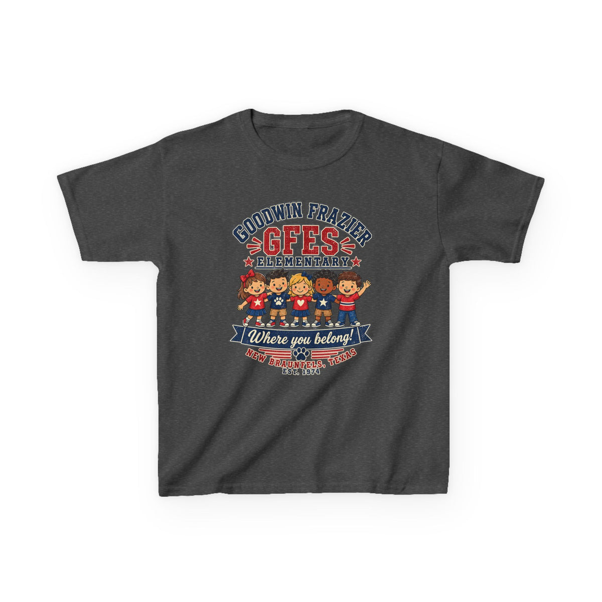 Kids T‑Shirt — "Goodwin Frazier G FES Elementary: Where You Belong" School Pride Tee