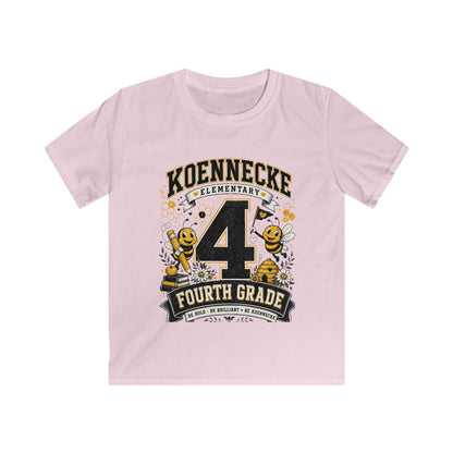 Koennecke Elementary Fourth Grade Kids T‑Shirt — '4 Fourth Grade' Bee School Tee