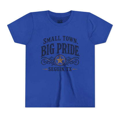 Youth Tee — "Small Town. Big Pride. Seguin, TX" Vintage Star