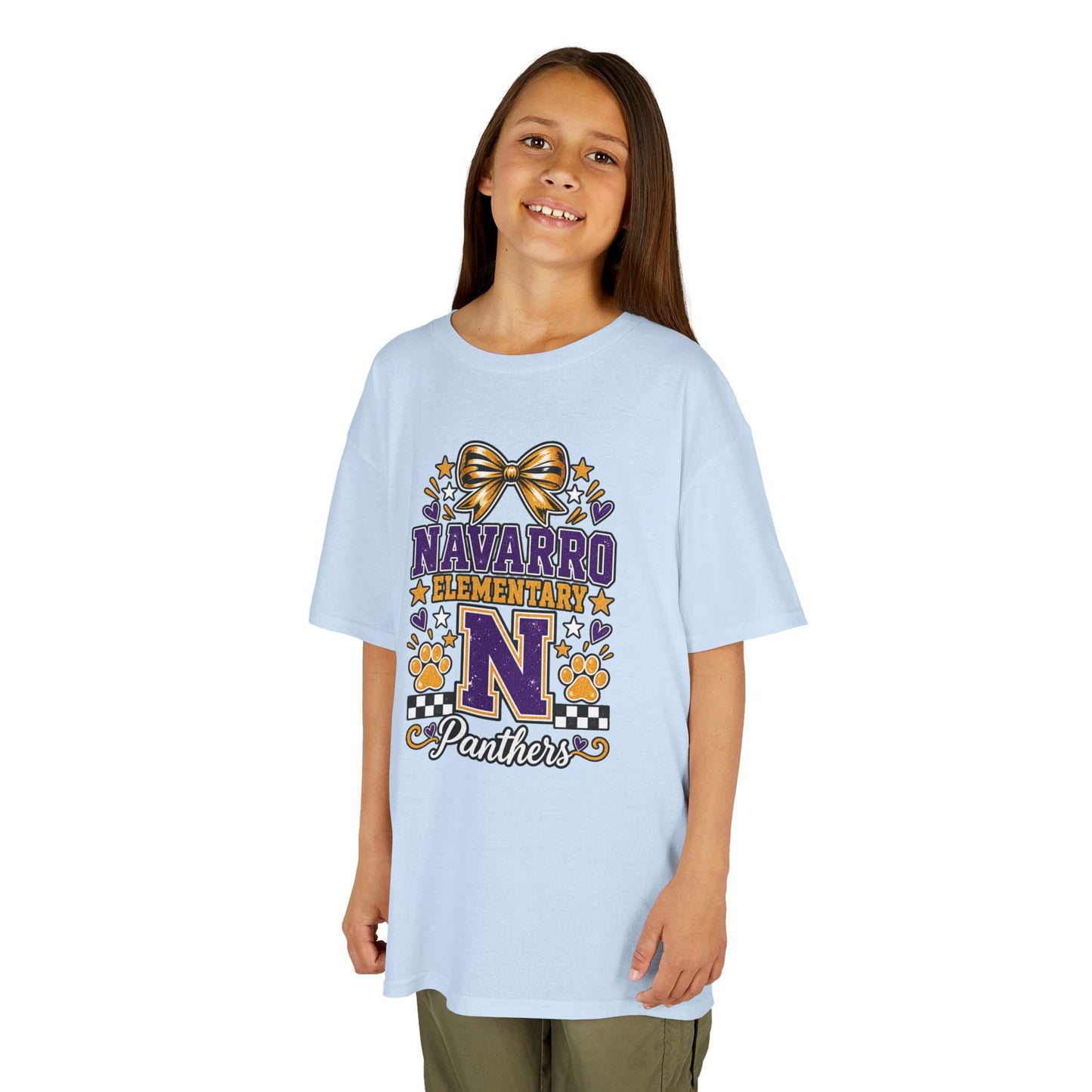 Kids Navarro Elementary Panthers T‑Shirt — Purple & Gold School Spirit Tee