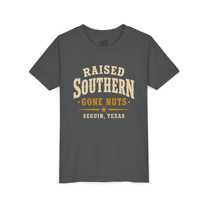 Youth Tee — "Raised Southern, Lone Star" Seguin, Texas Kids Shirt
