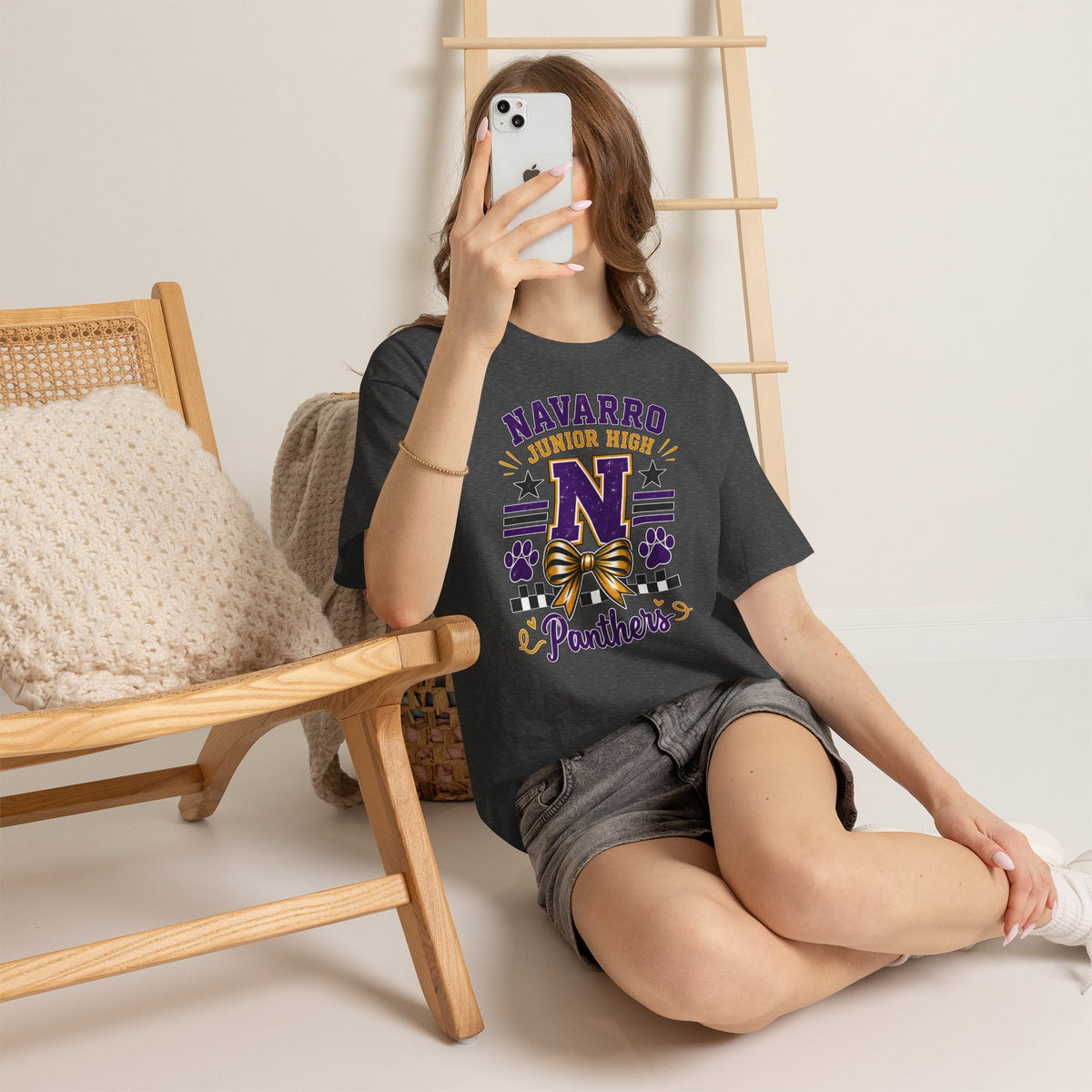 Navarro Junior High Panthers T-Shirt – School Spirit Tee with Purple & Gold Mascot Design