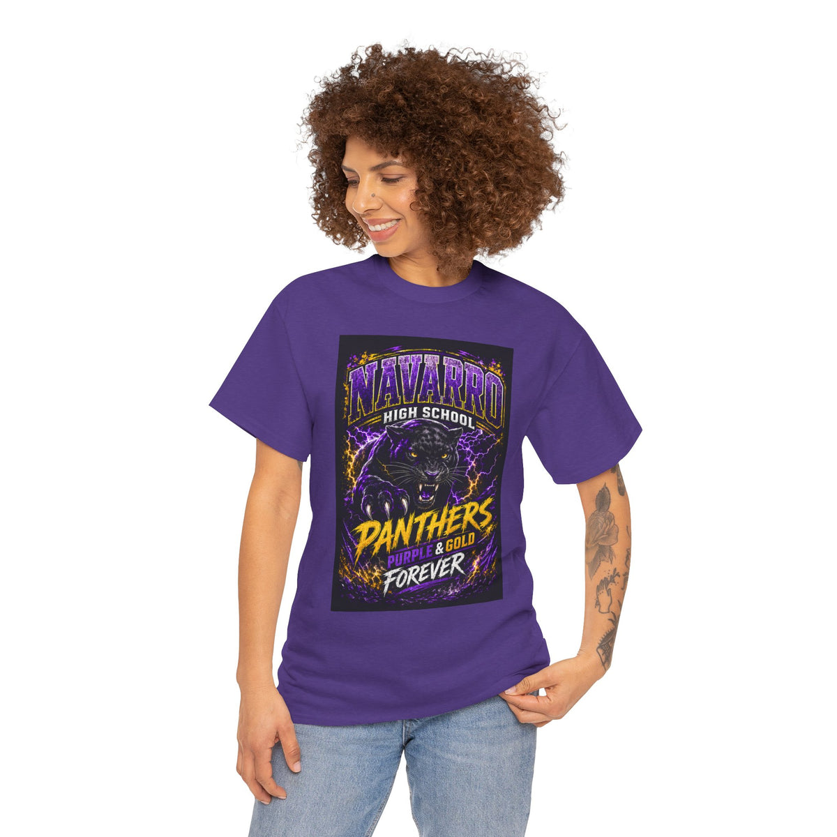 Navarro High Panthers T‑Shirt — Purple & Gold "Panthers Forever" School Spirit Tee