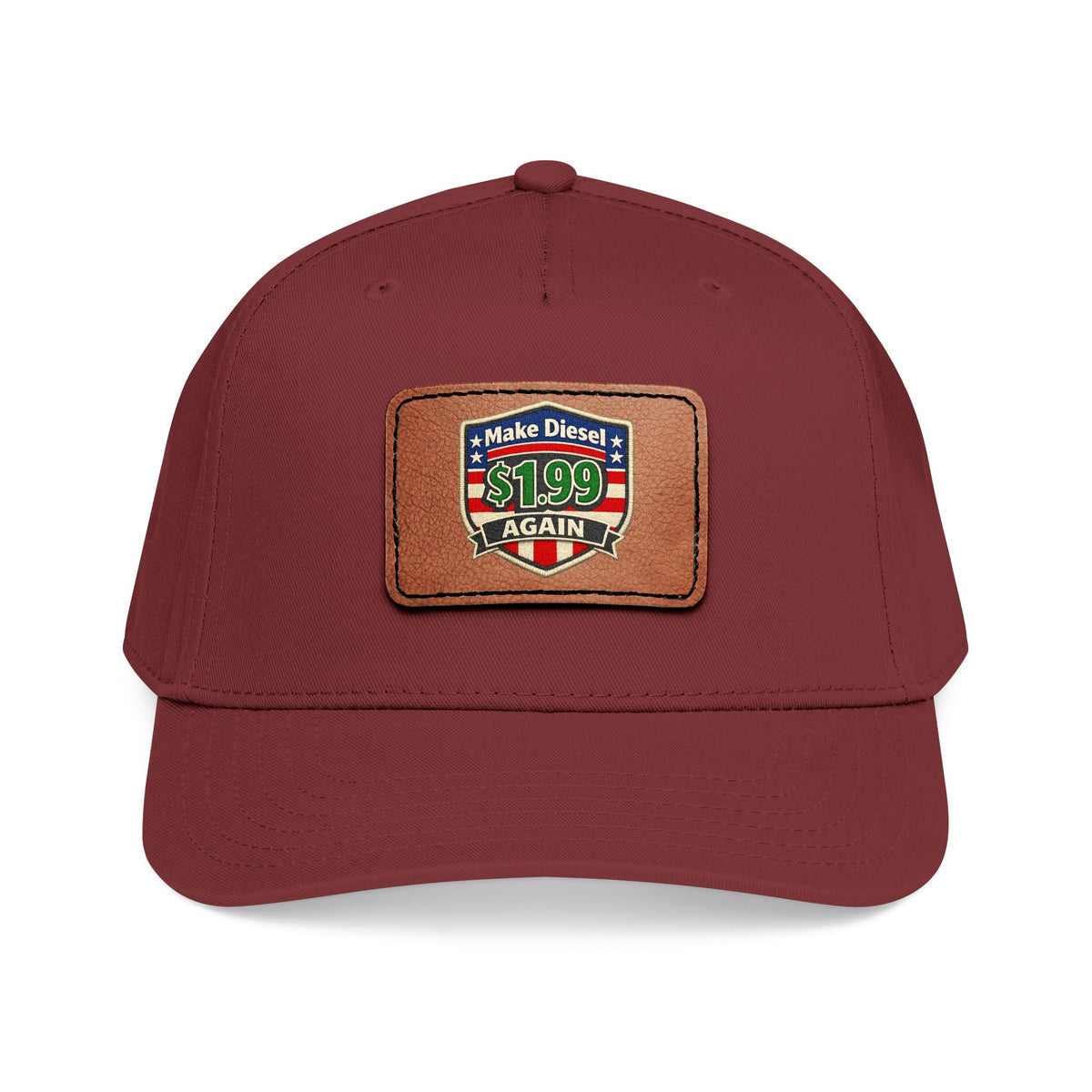 Diesel Mid Profile Baseball Cap with Leather Patch (Rectangle)