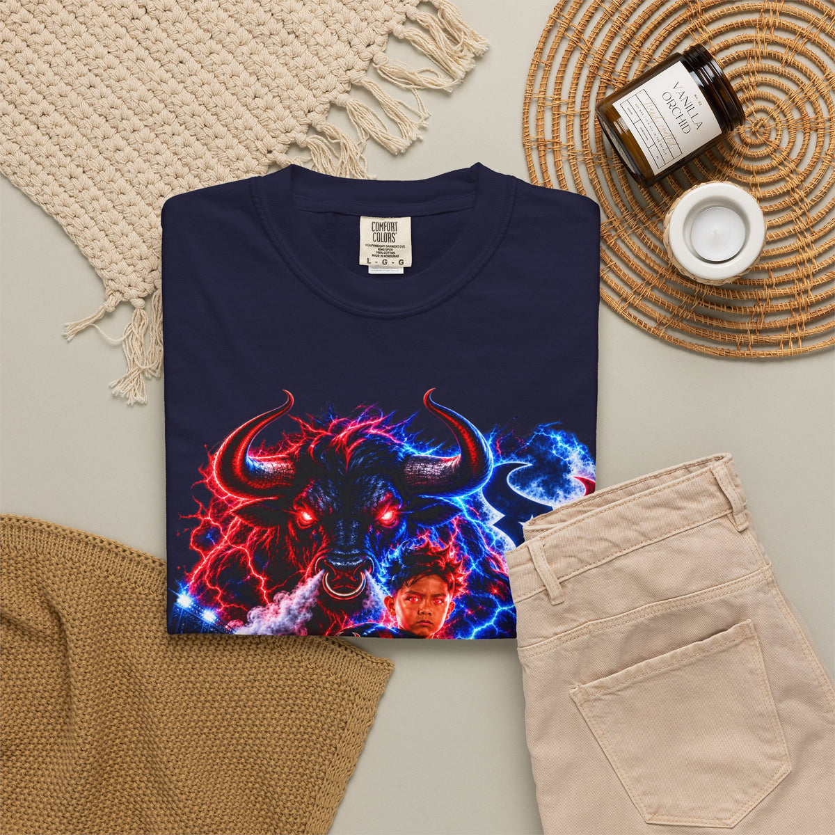 Houston Texans Bull Graphic T-Shirt — Neon Player & Team Logo Football Tee