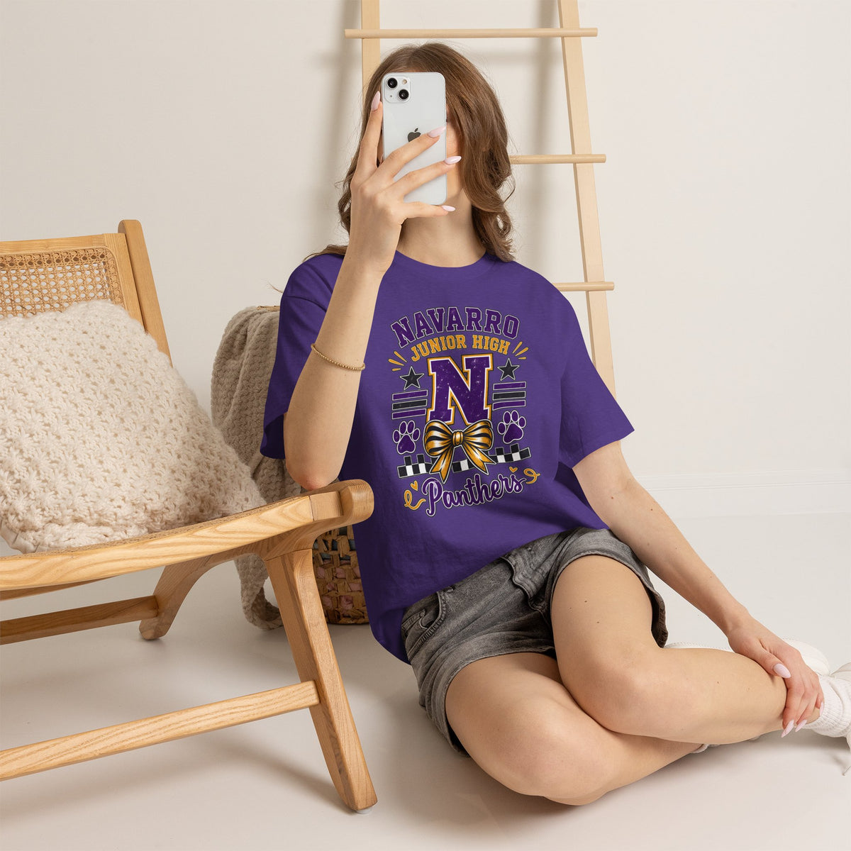 Navarro Junior High Panthers T-Shirt – School Spirit Tee with Purple & Gold Mascot Design