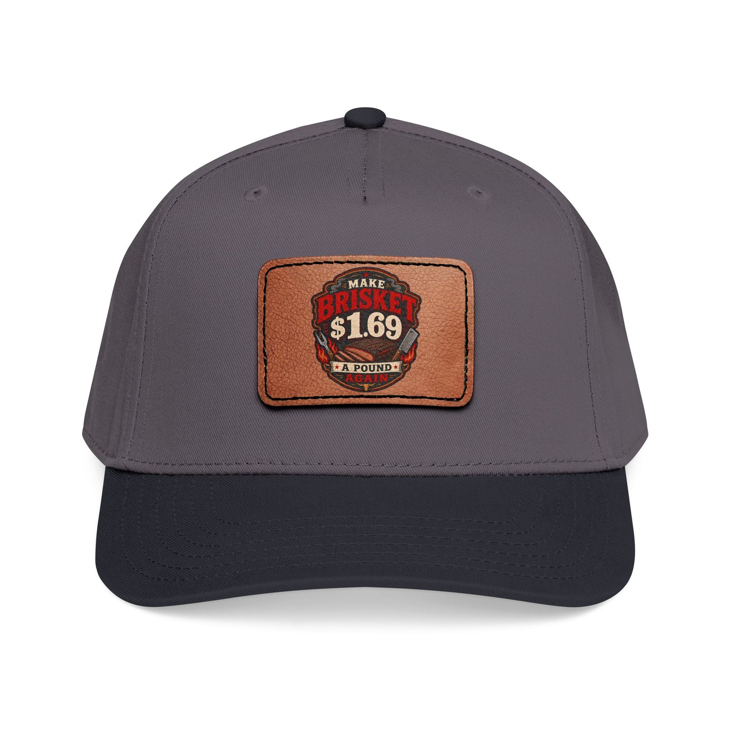 VSA Brisket Mid Profile Baseball Cap with Leather Patch (Rectangle)
