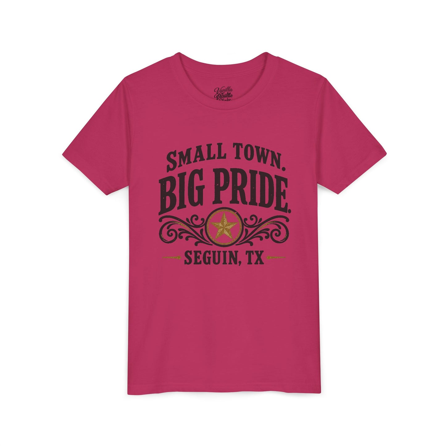 Youth Tee — "Small Town. Big Pride. Seguin, TX" Vintage Star