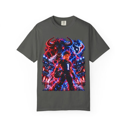 Houston Texans Bull Graphic T-Shirt — Neon Player & Team Logo Football Tee