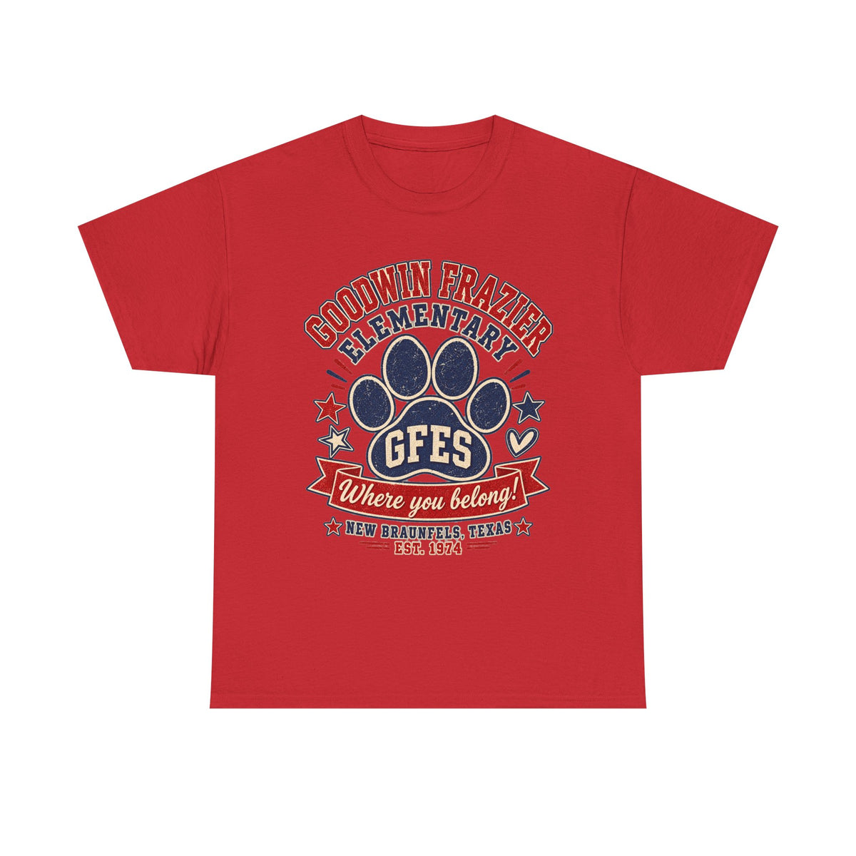 Goodwin Frazier Elementary GFES Paw Print T-Shirt — Where You Belong School Spirit Tee