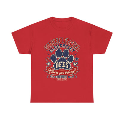 Goodwin Frazier Elementary GFES Paw Print T-Shirt — Where You Belong School Spirit Tee