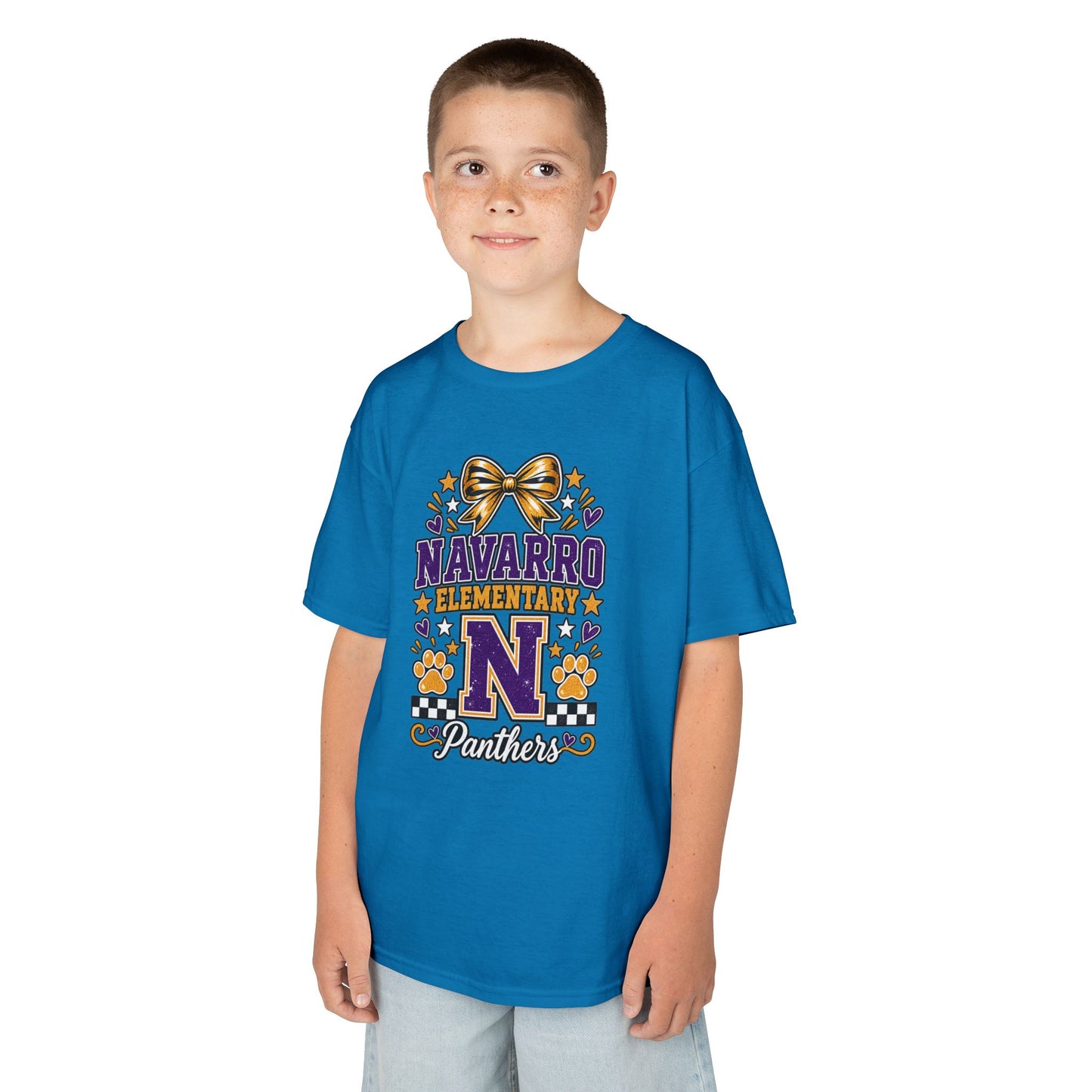 Kids Navarro Elementary Panthers T‑Shirt — Purple & Gold School Spirit Tee