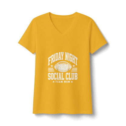 Friday Night Social Club V-Neck Tee — Team Mom Football T-Shirt