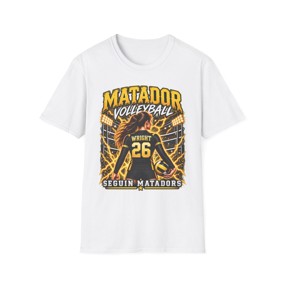 Custom Seguin Matador Volleyball Player Tee | Personalized Name & Jersey Number