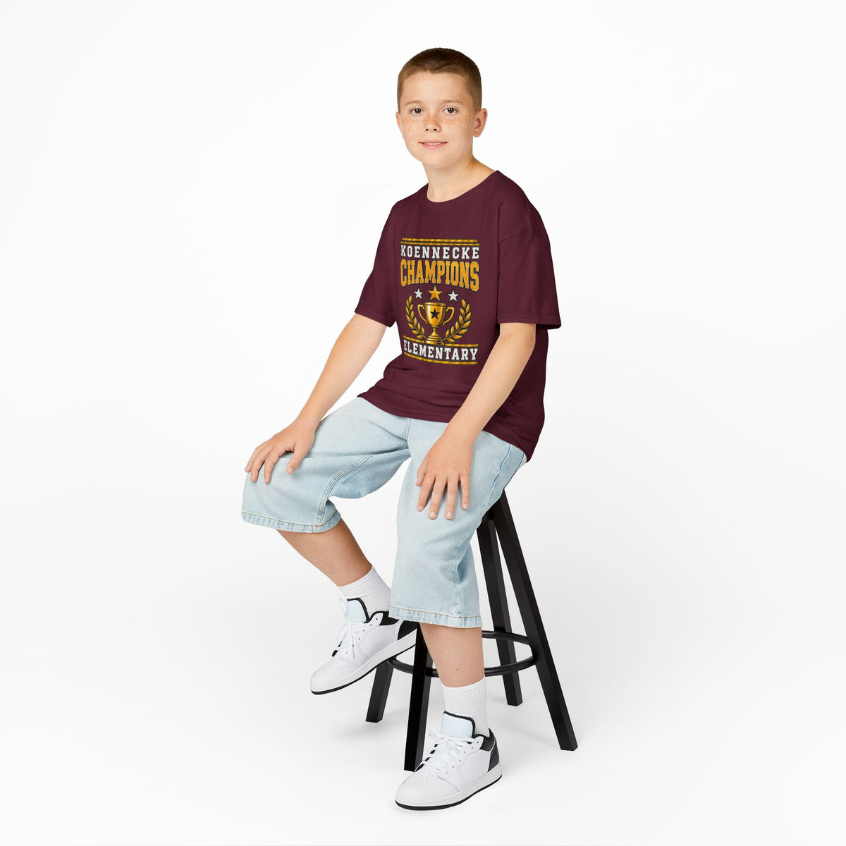 Koennecke Champions Elementary Kids T-Shirt — School Spirit Trophy Design