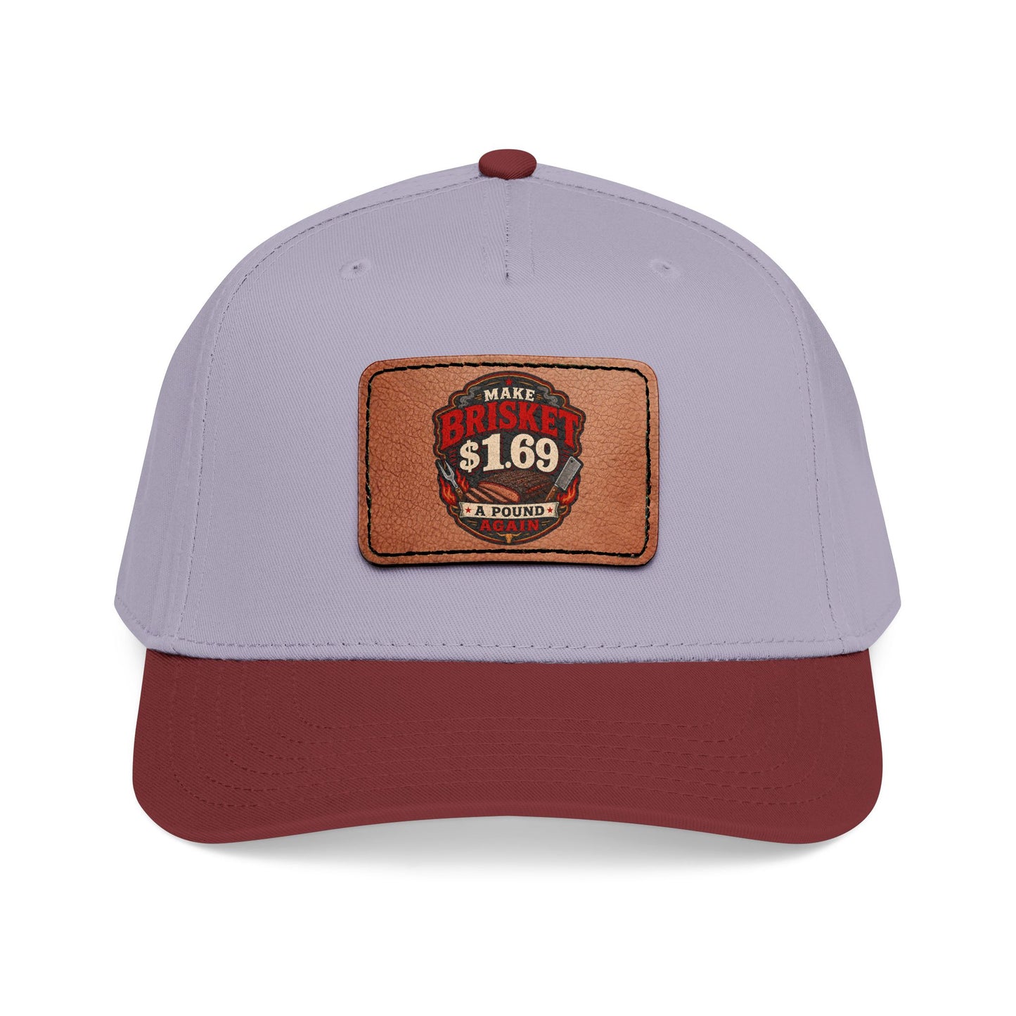 VSA Brisket Mid Profile Baseball Cap with Leather Patch (Rectangle)
