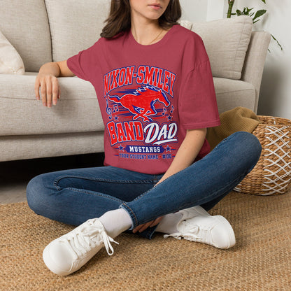 Nixon-Smiley Mustangs Band T-Shirt — Vintage Red Mustang Music Design