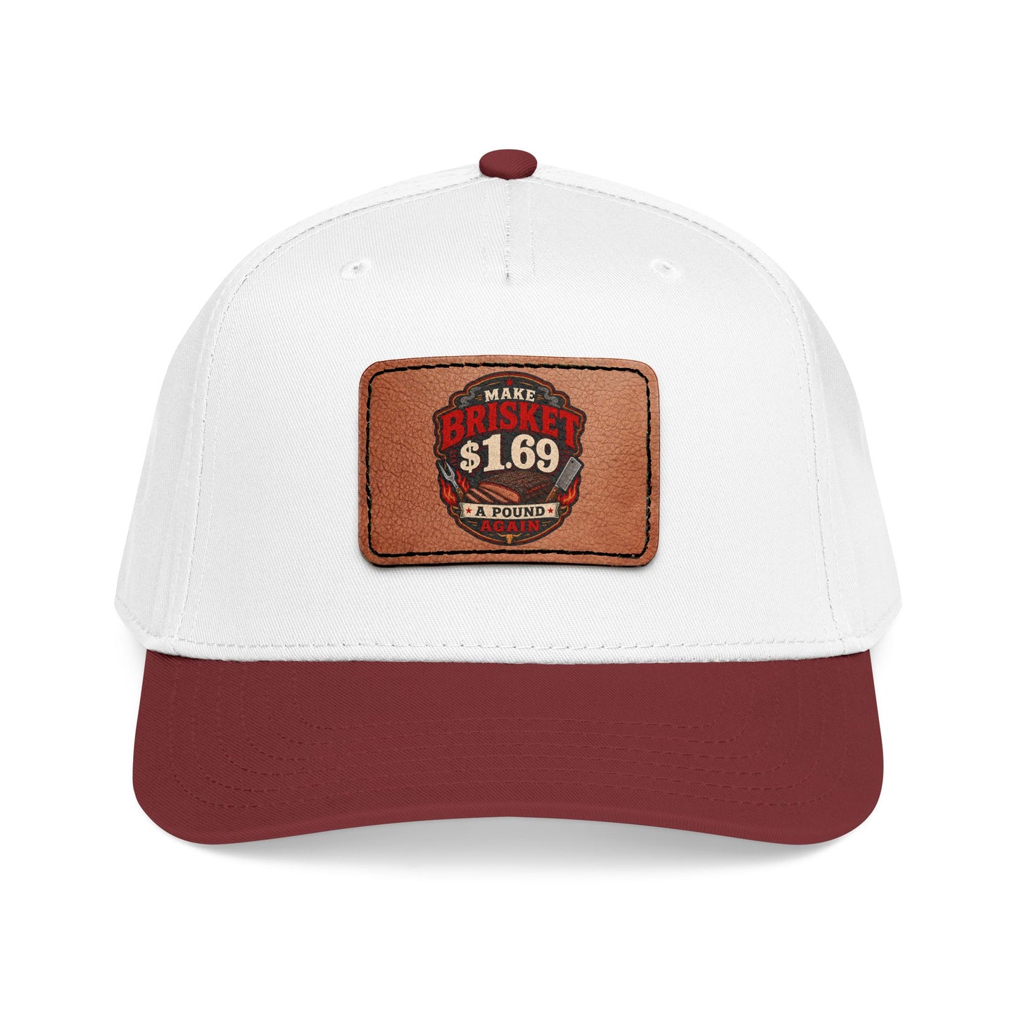 VSA Brisket Mid Profile Baseball Cap with Leather Patch (Rectangle)
