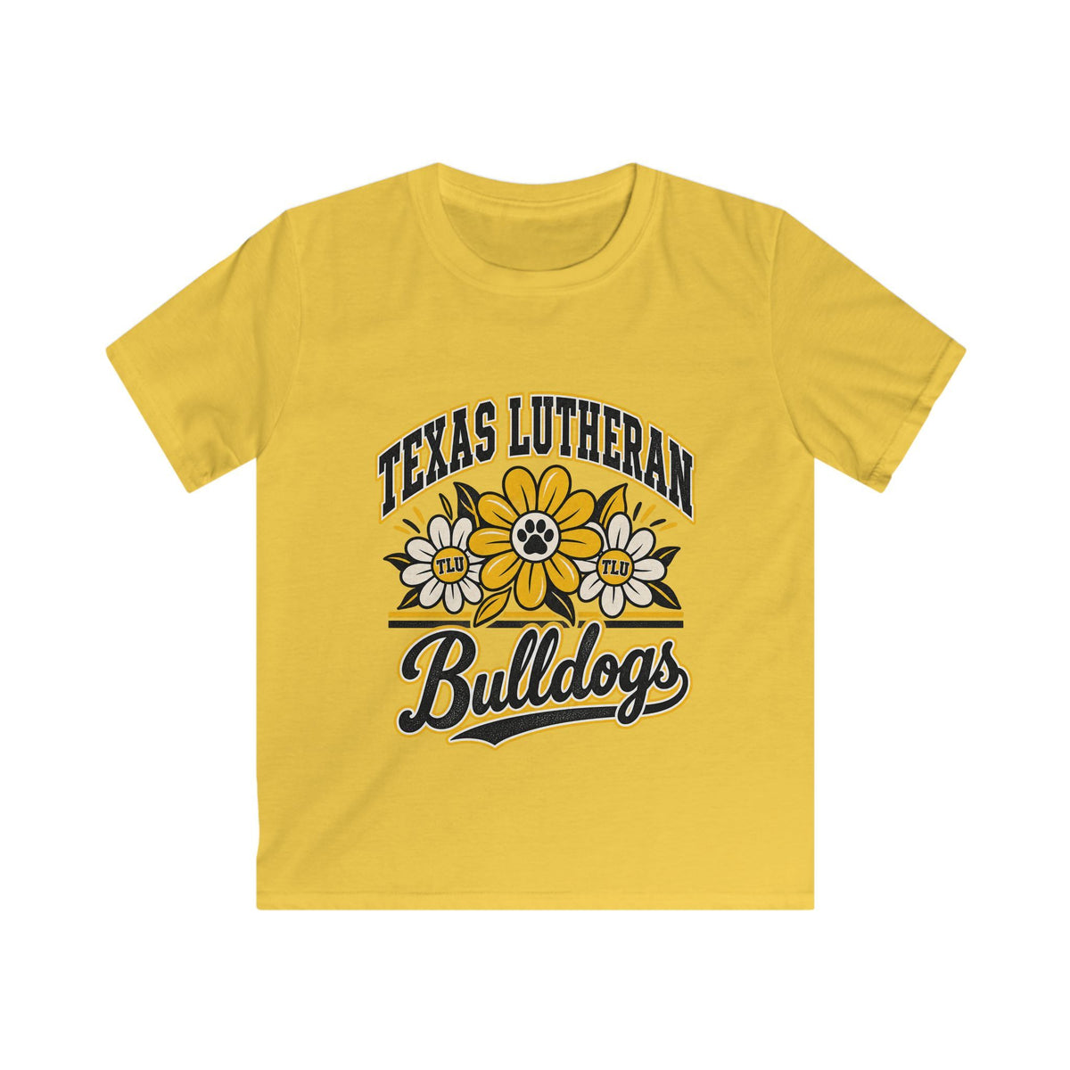 Texas Lutheran Bulldogs Kids T-Shirt — Floral Mascot Youth Tee